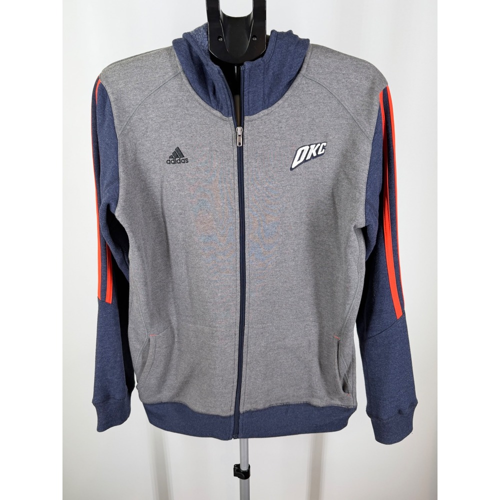 Adidas OKC‎ Oklahoma City Thunder Full Zip Hoodie Boys XL Grey Navy Blue